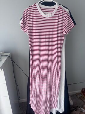 Frank & Eileen White and Pink Striped Maxi Dress